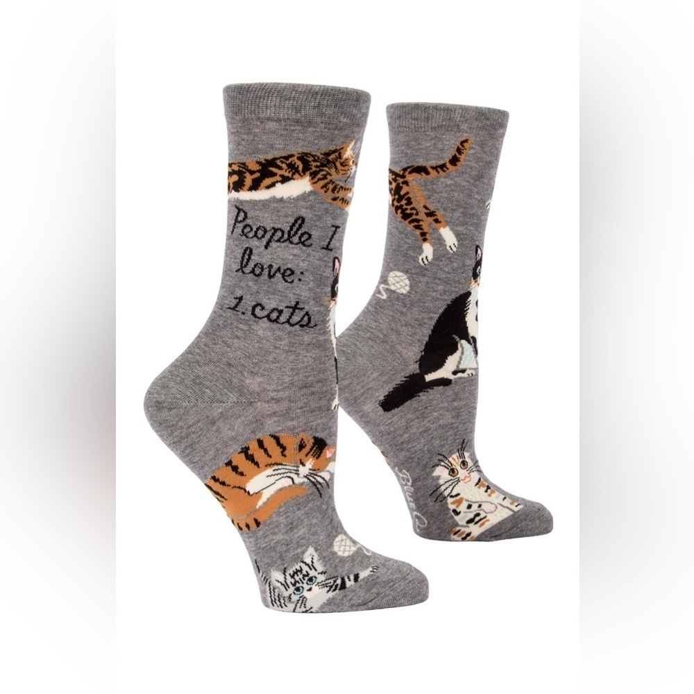 Blue Q People I Love Cats Crew Socks NWT